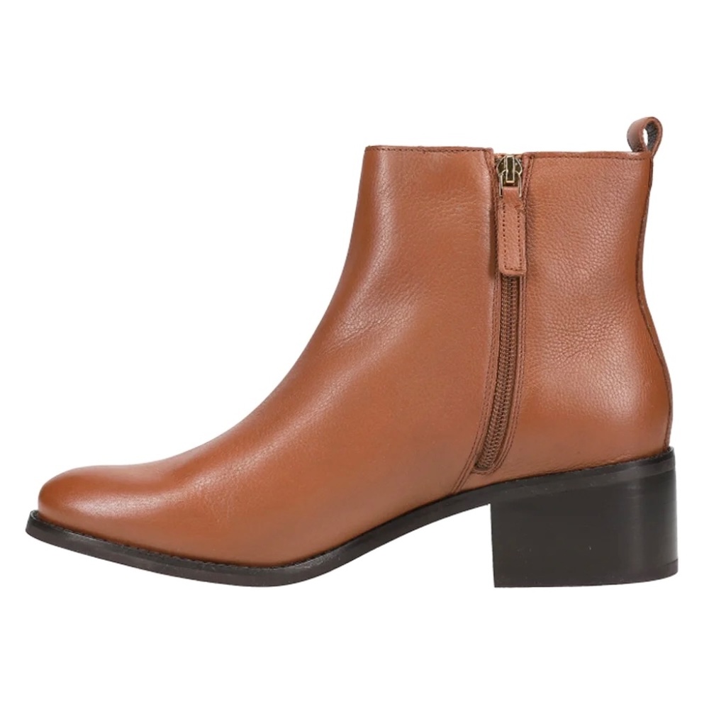 Cole Haan Addie Brown Leather Zippered Ankle Booties Casual Low Heel Boots 9 - Picture 3 of 11